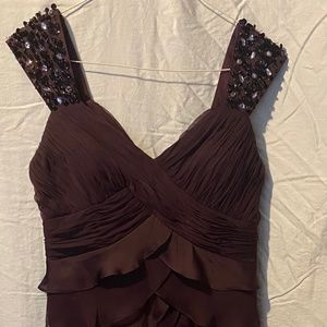 Floor length plum evening gown